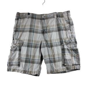 Vintage OP Y2K Plaid Cargo Shorts Men's 40 100% Cotton Golf Preppy School READ